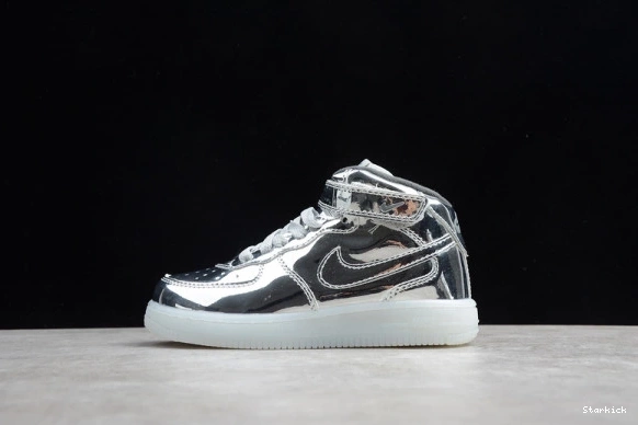 Mid Kids Metallic Force Air Nike 1 314197-8500 WB Silver 1219